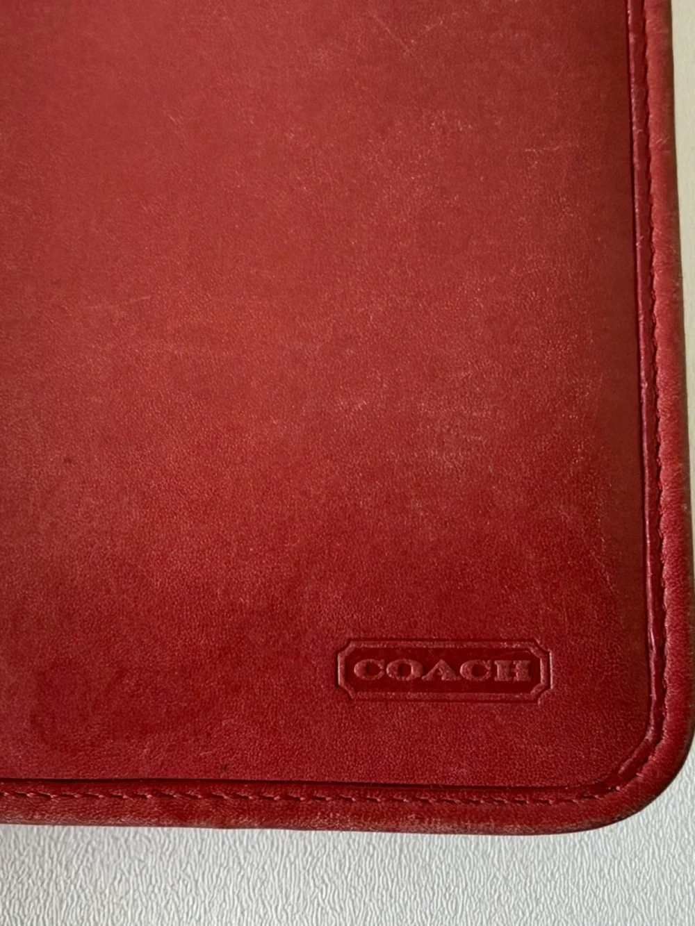 Coach Leather Zip Around Wallet Organizer Vintage Red